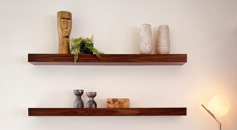 floating shelves with decor